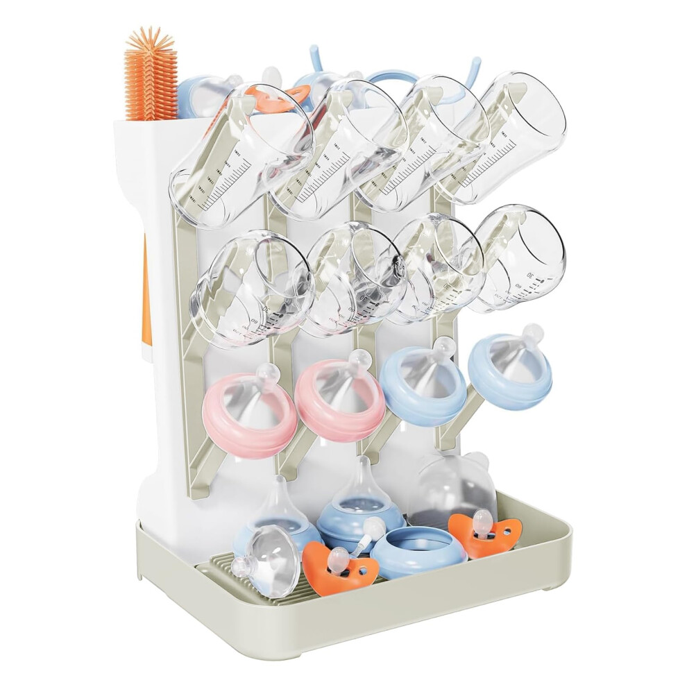 Baby Bottle Drying Rack, Vertical Standing Bottle Dryer Rack Holder, Space Saving Baby Bottle Storage For Newborn Feeding Essentials, Holds Up To 12 Gourdbro