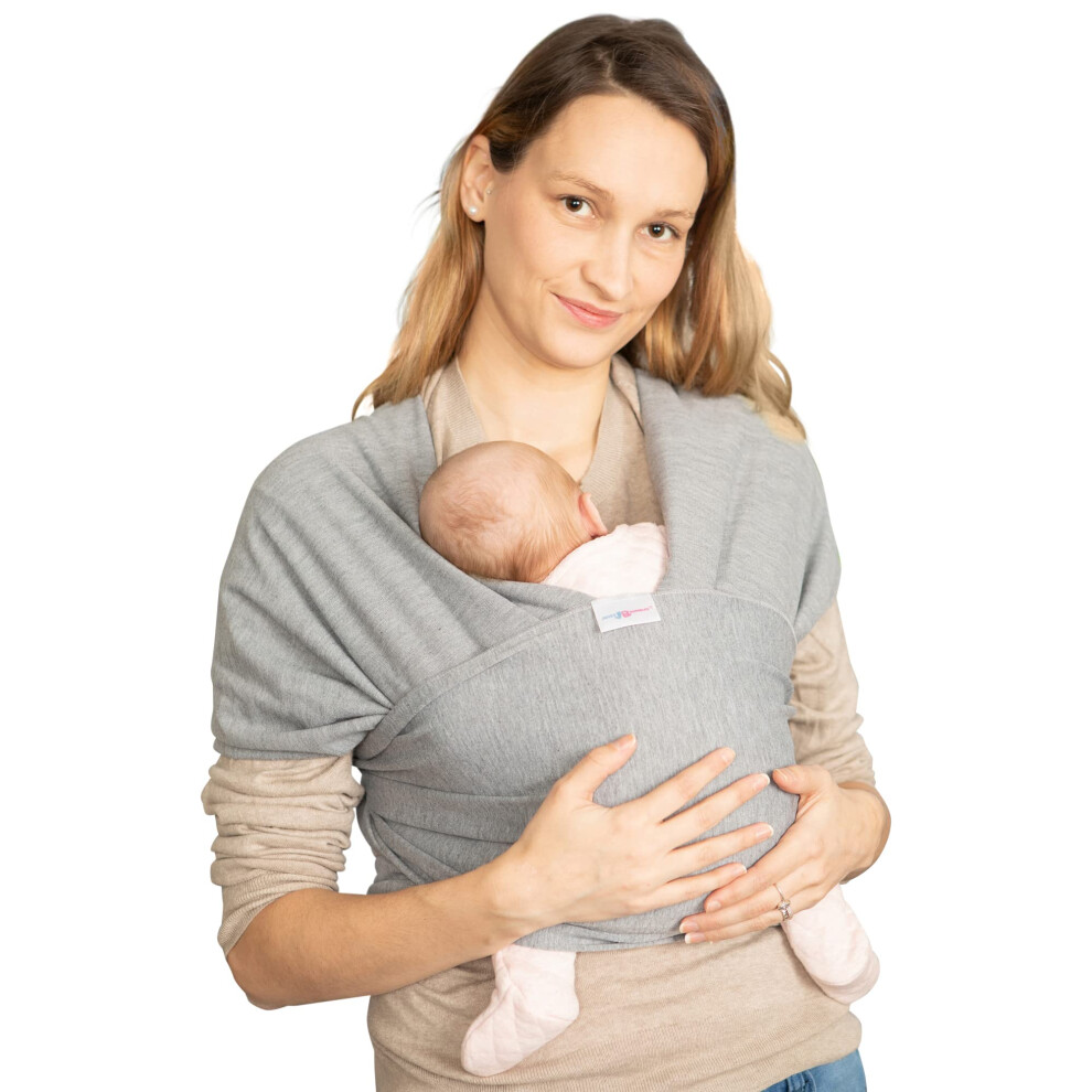 Baby Sling | Baby Wrap Carrier | Newborn To 35 Lbs Infant With 3 Carrying Positions | 95% Cotton 5% Spandex - Dark/Grey Juicy Bumbles