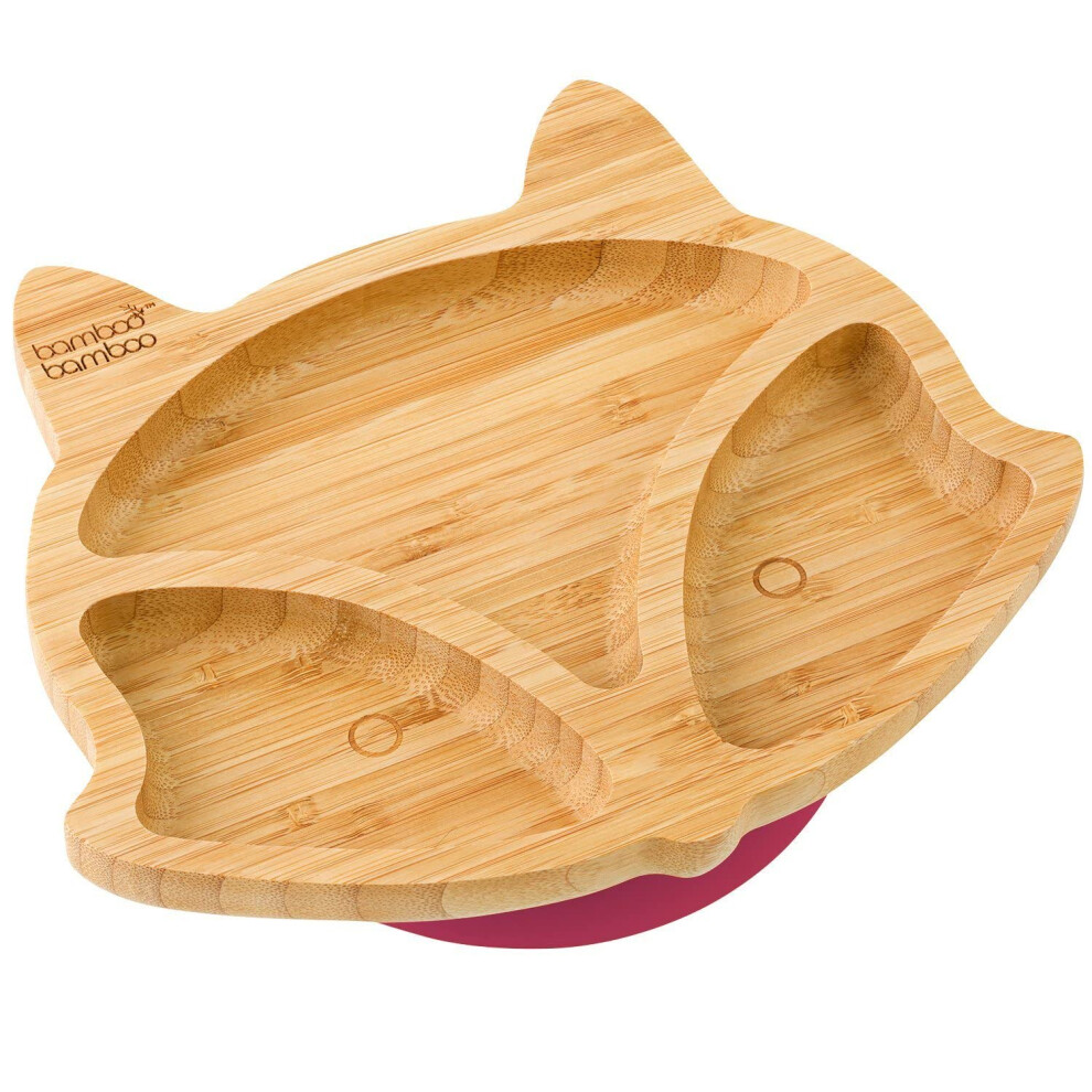 Baby Plate And Toddler Plate, Suction Plate For Feeding And Weaning, Bamboo Fox Plate With Secure Suction, Suction Plates For Babies Fr Bamboo Bamboo