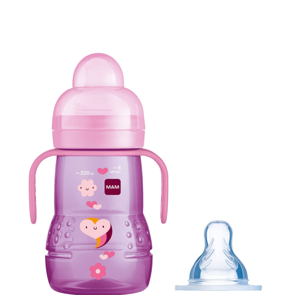 Photos - Baby Bottle / Sippy Cup MAM Trainer+ Baby Cup | 1 Pack  | Suitable from 4+ Months for Independent Drinking | Comes with Free Fast Flow MA (1 x 220ml)