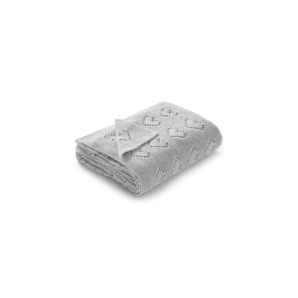 100% Cotton Knitted Cellular Baby Blanket, 100 X 80Cm (Grey) Grey Mimixiong