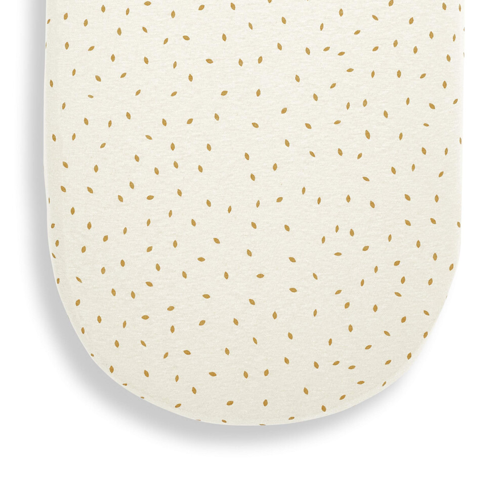 The Little Sheep Moses Basket Fitted Sheet, Organic Linen & Cotton Blend Sheet Fits Most Moses Baskets 30X70cm To 35X75cm, Linen With Rice Prin Green The Little Green Sheep