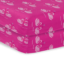 Indus Textiles 2 Pack Cot Bed Fitted Sheets Easy Care Soft and Dureable, Swans - 70 x 140 cm