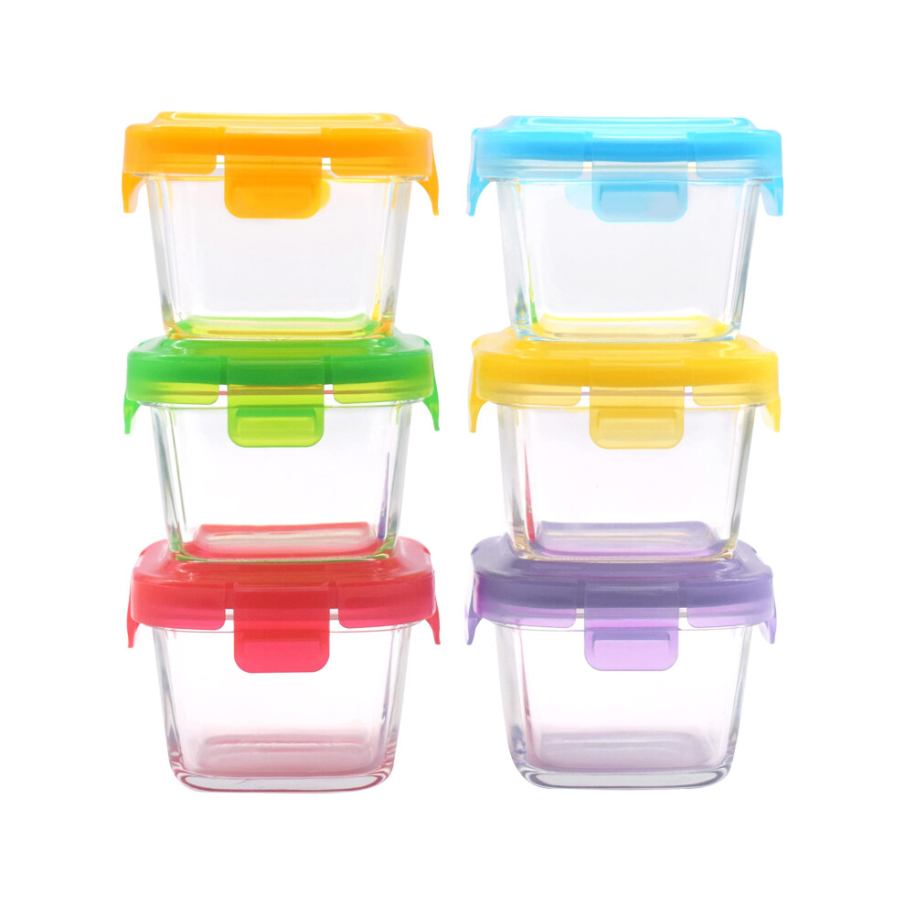 Baby Glass Food Containers With Lids (150Ml, 6Pcs) - Bpa-Free Airtight Glass Bowl For Freezer, Meal Prep, And Microwavable Use - Ideal For Lunc Arsuk