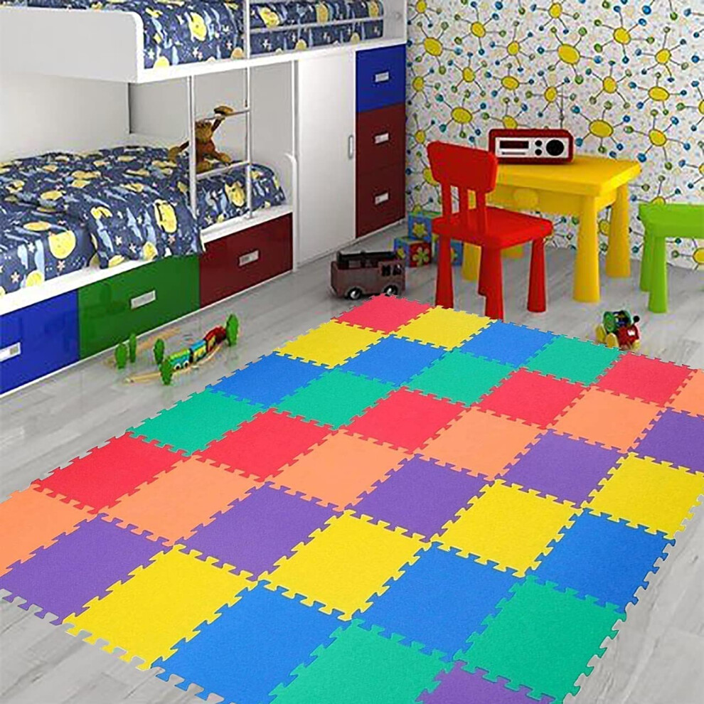 Interlocking Eva Foam Play Mat Kids Children Toddler Puzzle For Floor Protection - Sensory Babies Carpet Crawling Rug (16-Mats) Safri