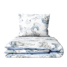 2 Piece Baby Children Quilt Duvet & Pillow Set 80x70 cm to fit Crib or Pram (Blue Elephants)