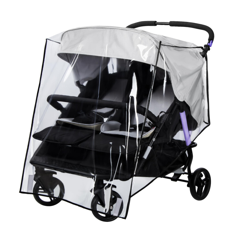 Twins Stroller Rain Cover Side By Side, Universal Double Stroller Rain Cover For Twins Pushchair Pram Buggy, Rainproof Dustproof Windproof For Bemece