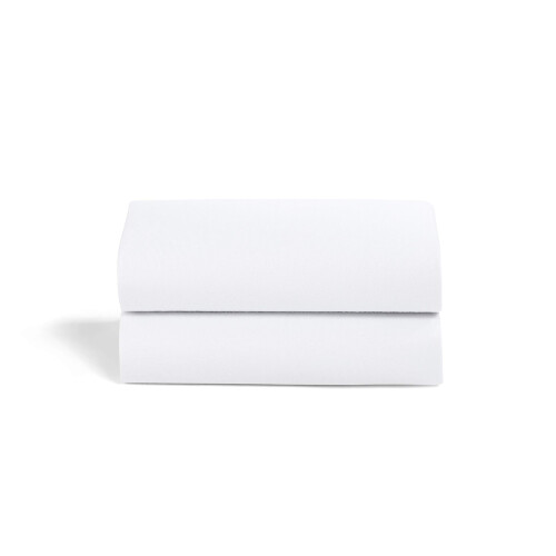 Snüz 2 Pack Fitted Moses Basket & Pram Sheets, BD028DL, White 1