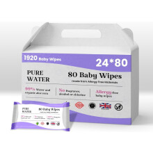Pure Water Baby Wipes, 99% Water, Organic Aloe Vera, Fragrance-Free, Hypoallergenic (Pack of 12 (12x80PCS))