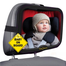 Royal Rascals Baby Car Mirror for Back Seat - Shatterproof Car Rear View Mirror w/360 Rotation, Adjustable Straps & Strong Mount, Essentials for New