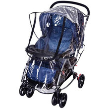 Universal Stroller Rain Cover for Pushchair Buggy Pram Baby Travel Weather Shield Rainproof Dustproof Windproof Rain Cover with Canopy and Zipper Doo