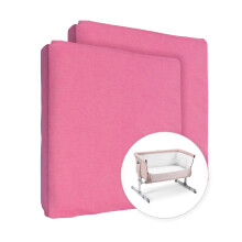 2X Jersey 100% Cotton Fitted Sheet for 90 x 55 cm Baby Bedside Crib Mattress (Pink)
