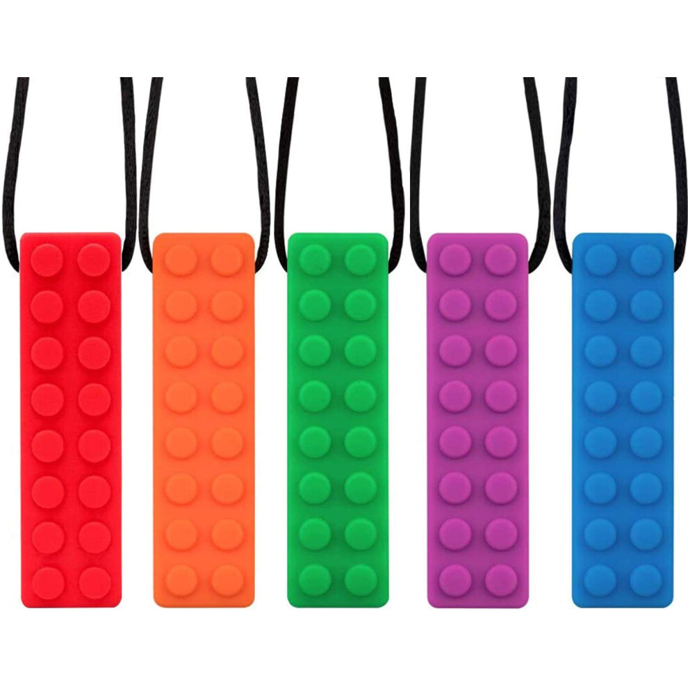 Chew Necklace, Sensory Chew Necklace Bundle For Kids With Teething, Adhd, Autism, Biting Needs, Oral Motor Chewy Teether, Silicone Necklace Made From Seeway