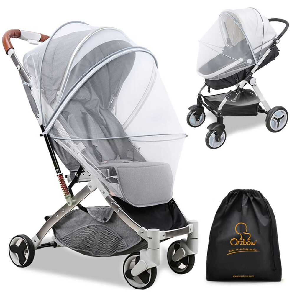 Universal Baby Mosquito Net For Pushchair,Breathable Pram Fly Insect Bug Net With Two-Way Zippers & Storage Bag,Foldable & Stable Protection C Orzbow