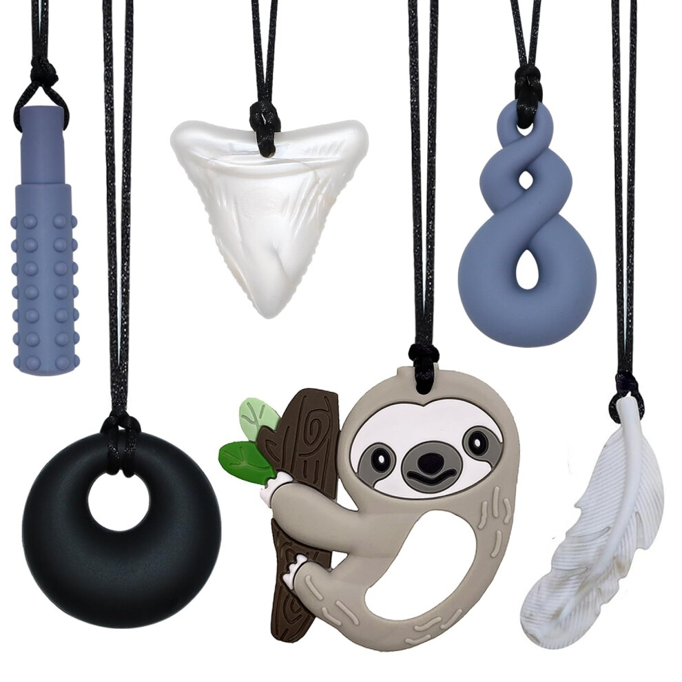 Photos - Other Toys 6 PCS Sensory Chew Necklace, Chew Toys Food Grade Silicone for Autistic Children, Teething, Anxiety, Biting Needs, ADHD, Ora