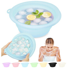 Silicone Face Ice Bowl, Ice Bowl for Face, Foldable Ice Bath Facebowl with Built-in Icetray, Portable Quick Cooling Facial Washing Basin for Soothe S