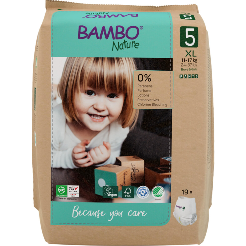 Bambo Nature Premium Training Pants, Size 5 (11-17kg), XL, 19PK Pull Ups, Eco-Labelled Potty Training Pants, Training Nappy, Secure, Comfortable, Dis-image-OPC-PK72V67-NEW