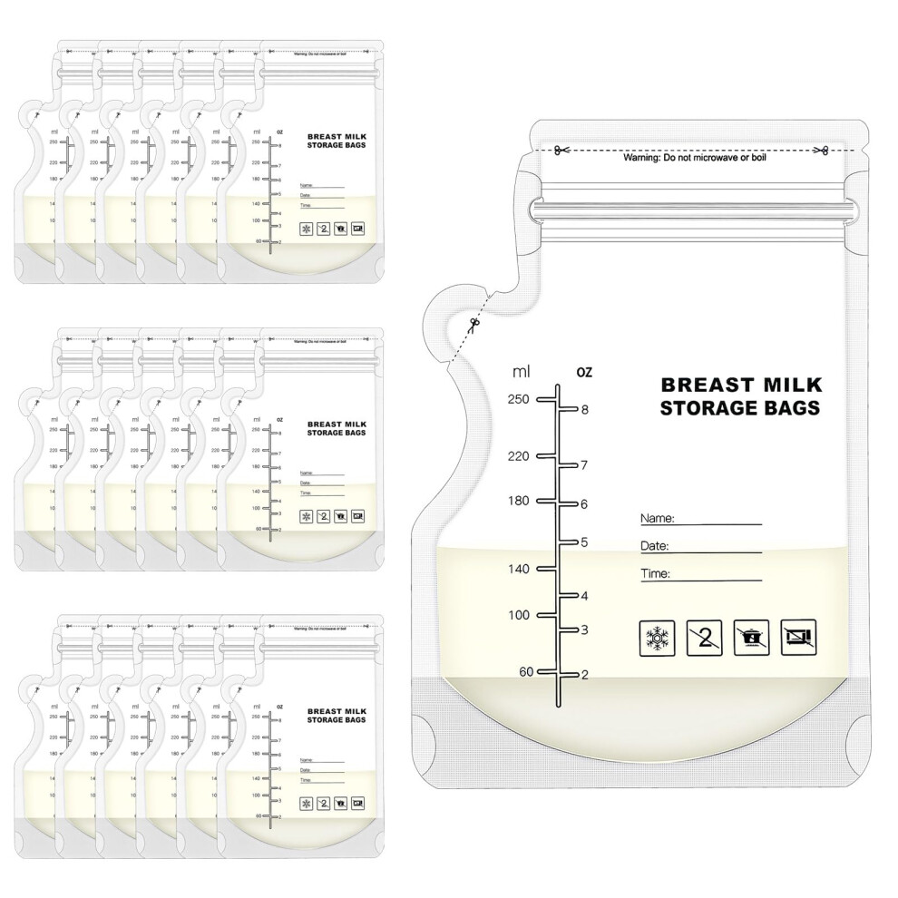 Lanjue 100 Pcs Breast Milk Storage Bags, 250Ml Disposable Milk Storage Bags With Pour Spout For Breastfeeding No-Leak Milk Freezer Storage Pouches For Breas