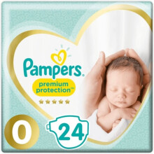 Pampers Premium Protection 24 Nappies Size 0 (Under 3kg)