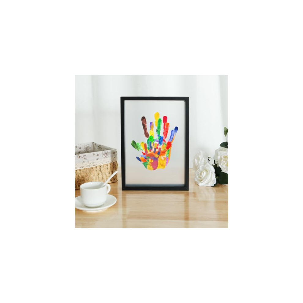 Family Handprint Kit Clear Diy Craft Keepsake Wooden Frame Four Baffles Six Paints Baby Hand And Footprint Photo Kit Pet Paw Print Family Keepsake Ho Gatphy