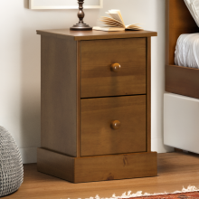 Farmhouse Dark 2 Drawer Bedside Cabinet Table Wooden Pine