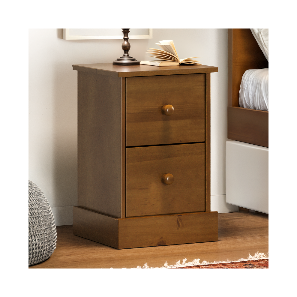 Mercers Furniture Farmhouse Dark 2 Drawer Bedside Cabinet Table Wooden Pine