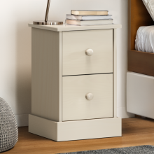 Farmhouse White 2 Drawer Bedside Cabinet Table Solid Wood Pine Wooden