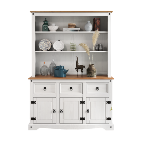 Mercers Furniture Corona White 3 Door Welsh Dresser Sideboard Display Solid Wood Pine 2