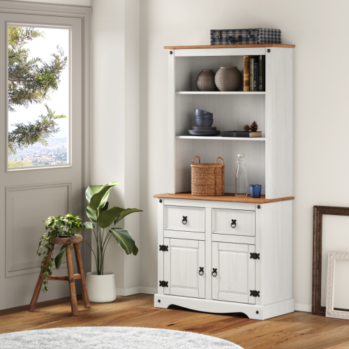 Mercers Furniture Corona White 2 Door Welsh Dresser Solid Wood Pine