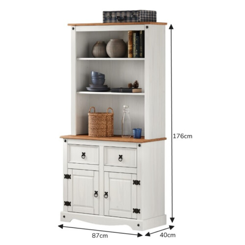Mercers Furniture Corona White 2 Door Welsh Dresser Solid Wood Pine 1