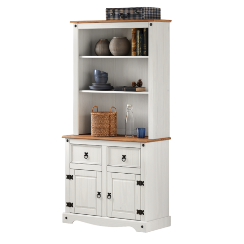 Mercers Furniture Corona White 2 Door Welsh Dresser Solid Wood Pine 2