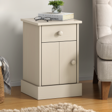 Farmhouse White 1 Door 1 Drawer Pot Cupboard Bedside Table Cabinet Wooden