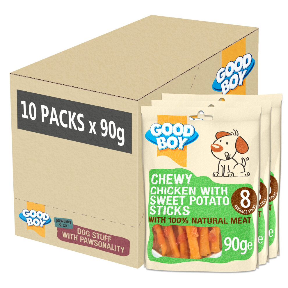 Good Boy Chewy Chicken & Sweet Potato Sticks Dog Treats, 90g, Case of 10