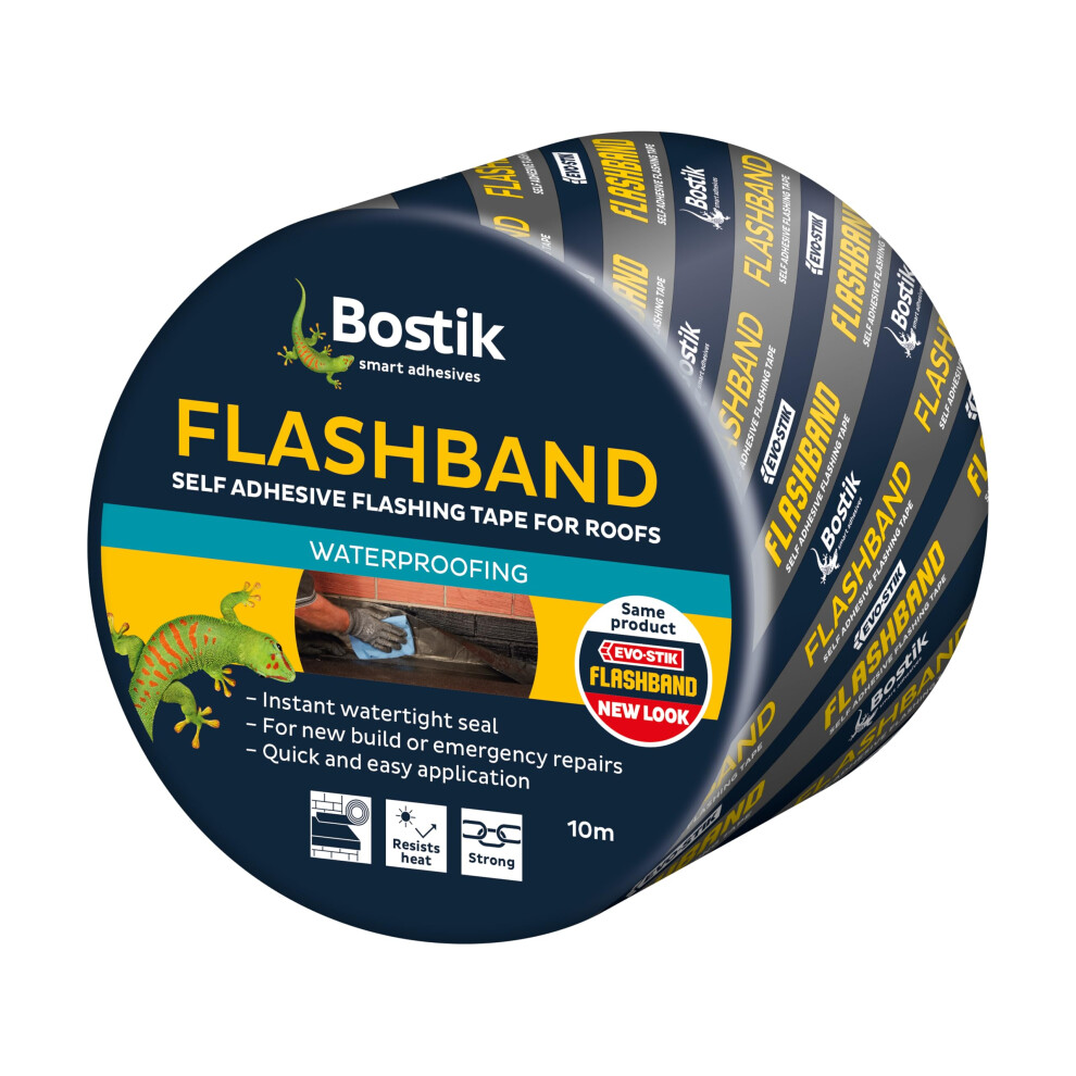 Bostik Flashband Self Adhesive Flashing Tape for Roofs Grey - 300mm x 10m - Provides an Instant Watertight Seal