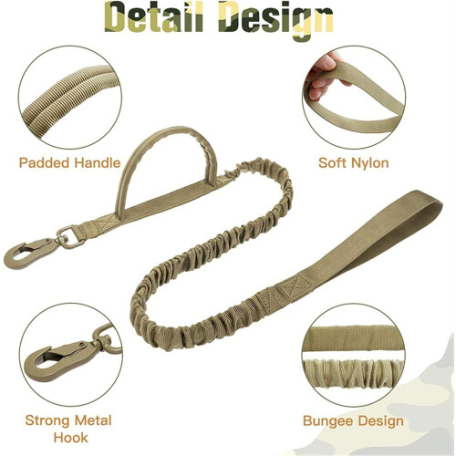 Dog Leash for Training, Elastic Nylon Control Handle for Medium and Large Dogs, Adjustable 100-140cm 2