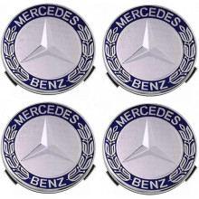 Set Of 4 Hub Caps Compatible with Mercedes Benz 75mm - Blue-hao