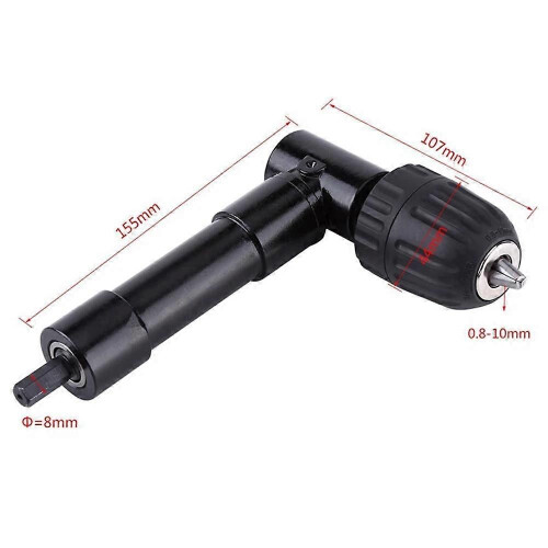 90 Degree Right Angle Keyless Chuck Impact Drill Adapter Electric Power Cordless Drill Attachment Angle 1