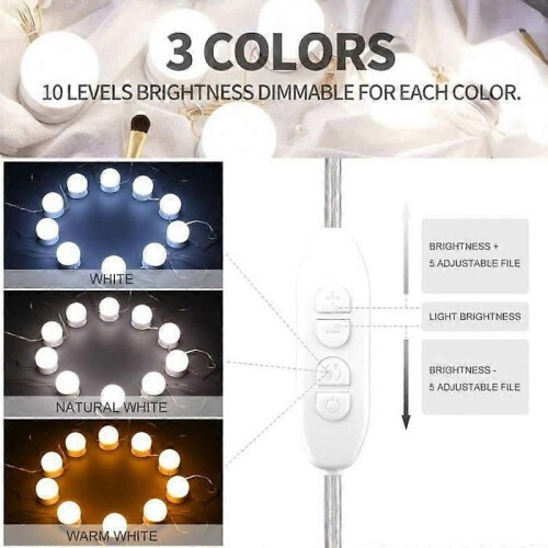 Éclairage miroir 10 LED - Éclairage miroir - 10 niveaux de luminosité - 3 couleurs 2