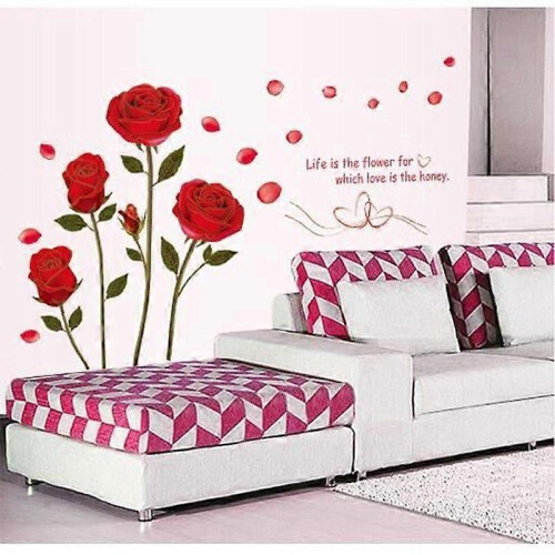 Romantic Red Rose Avtagbara väggdekor – Väggdekor – Sovrum – PVC 2