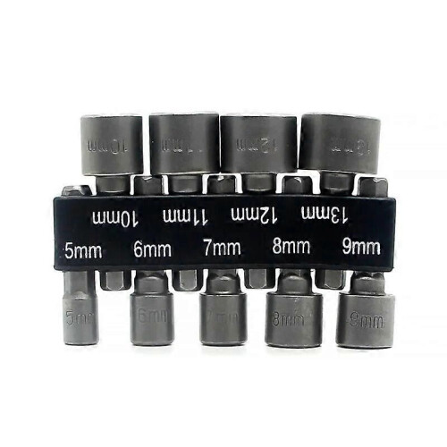 (14pcs)9pcs/set 5mm-13mm Hex Socket Sleeve Nozzles Magnetic Nut Driver Set Drill Bit Adapter Hex Power 1