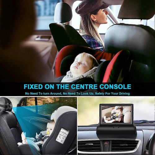 Monitor di sicurezza per auto, per neonati e bambini, con telecamera posteriore a 8 LED per la visione 2