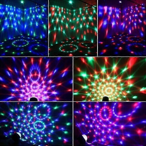 Lot de 2 éclairages de scène, boule à facettes à LED avec télécommande, éclairage de scène pour fête, 1