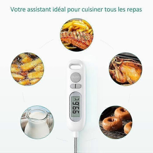 Cooking Thermometer, Digital Kitchen Thermometers with Long Probe and LCD Display - White 2