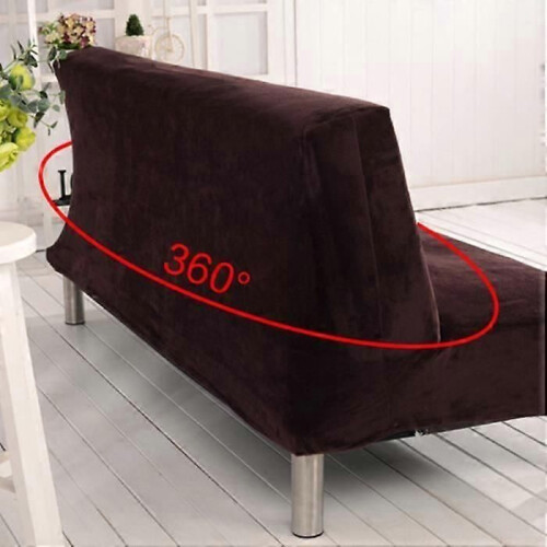 Solid Stretch Sofa Bed Cover Armless Sofa Cover Solid Color Sofa Bed Cover - Black 1