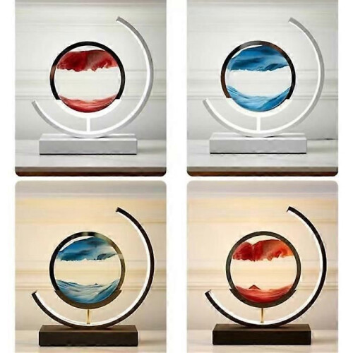 3D Hourglass LED Table Lamp Quicksand Pattern USB Night Light Home Decor Gift - Blue Sand 1