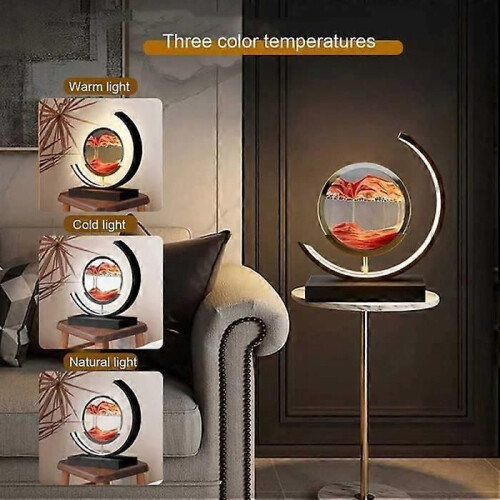 3D Hourglass LED Table Lamp Quicksand Pattern USB Night Light Home Decor Gift - Blue Sand 2