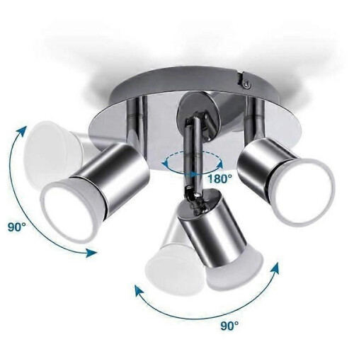 TEMPSA 3-Light LED Swivel Ceiling Light 3xGU10 Adjustable Lighting Angle in Chrome Silver - Without 2