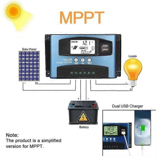 100A MPPT Solpanel Batteriladdare Charge Regulator Controller 12V - 24V Auto Tracking Uppgradering ABI03 1