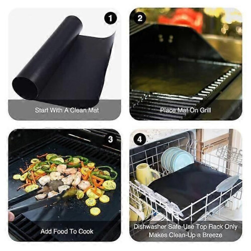 3er Set Kochmatten BBQ Grillmatte Ofenblech 40*33cm 1