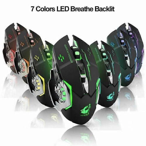 Wireless Mouse Gamer LED Backlight Gaming Bluetooth Black 2